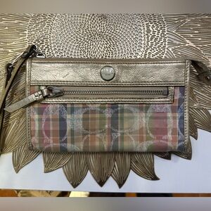 Coach Daisy Madras Plaid Wristlet